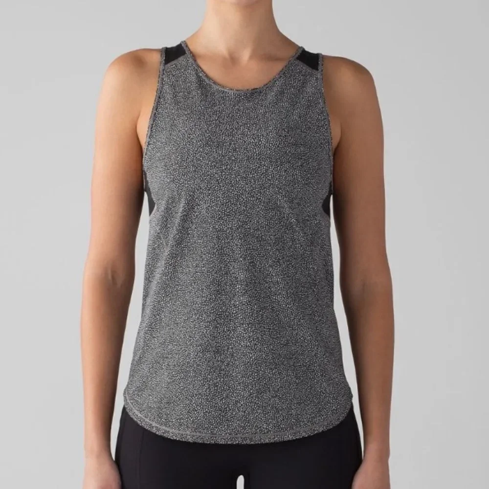 LULULEMON Sculpt Tank II Chakra Print Alpine White Black Mesh Women’s Size 0